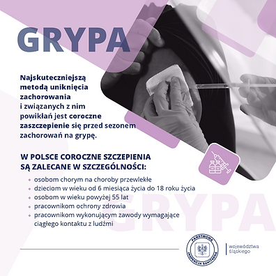 Infografika na temat szczepień przeciwko grypie.