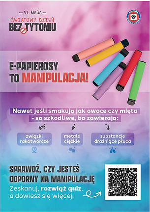 Plakat promujący Światowy Dzień Bez Tytoniu z kodem QR