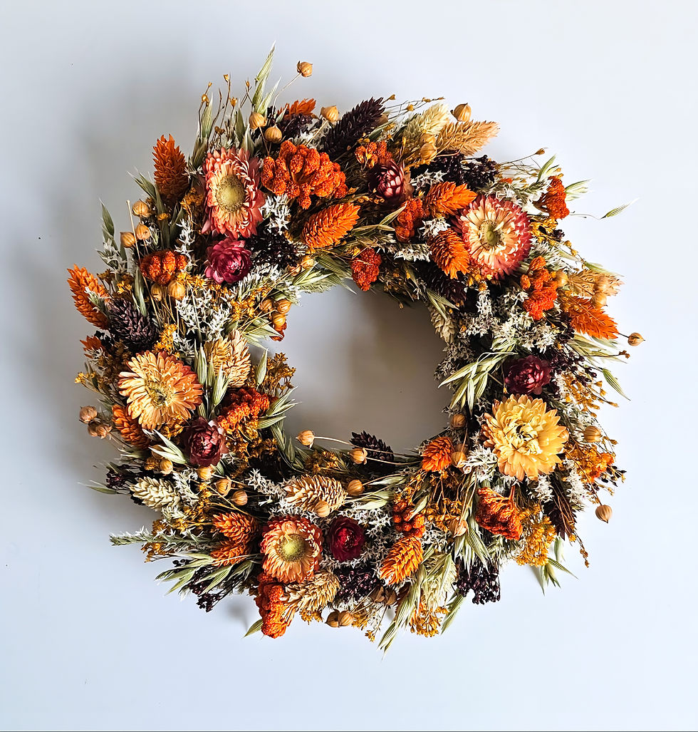 Miniaturbild: arbenfrohe, herbstlicher Trockenblumenkranz – Vielseitige Deko & Herzliches, herbstliches Geschenk