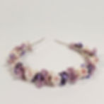 Haarreif mit echten Trockenblumen in lila, creme und Rosa auf Metallreif gebunden