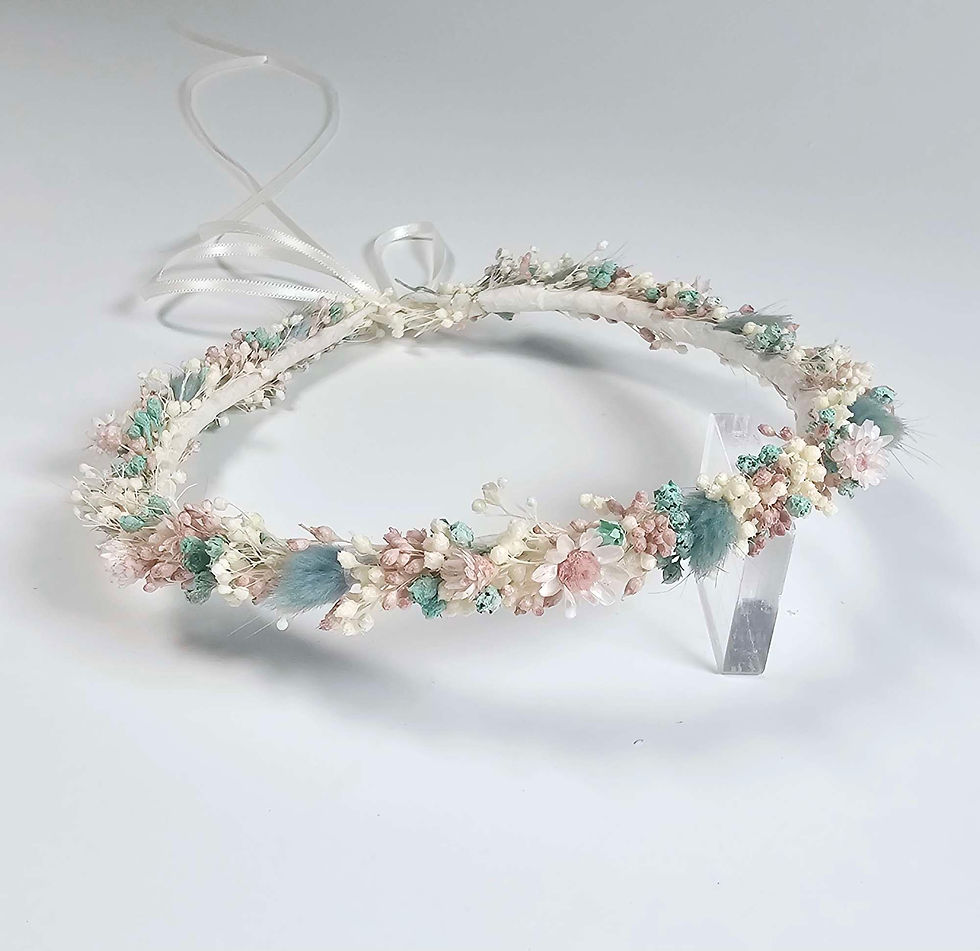 Miniaturbild: Zarter Haarkranz in mintgrün und rosa