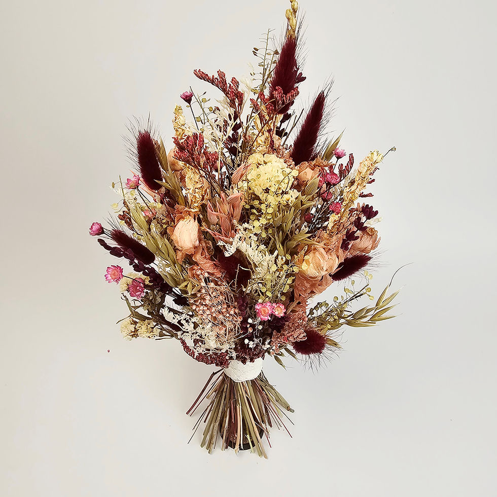 Miniaturbild: Brautstrauß Trockenblumen weinrot, Boho Hochzeit Haarschmuck, nachhaltiger Hochzeitsstrauß, Haarschmuck echte Blumen, Brautst