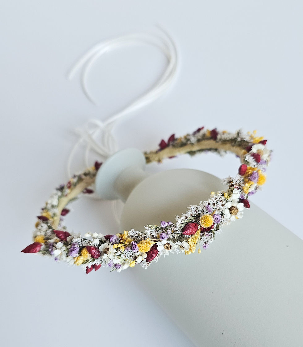 Miniaturbild: Bunter Haarkranz aus Trockenblumen I Blumenkranz Haar I Blumenkranz aus Trockenblumen I Brautschmuck I Mittsommerkranz