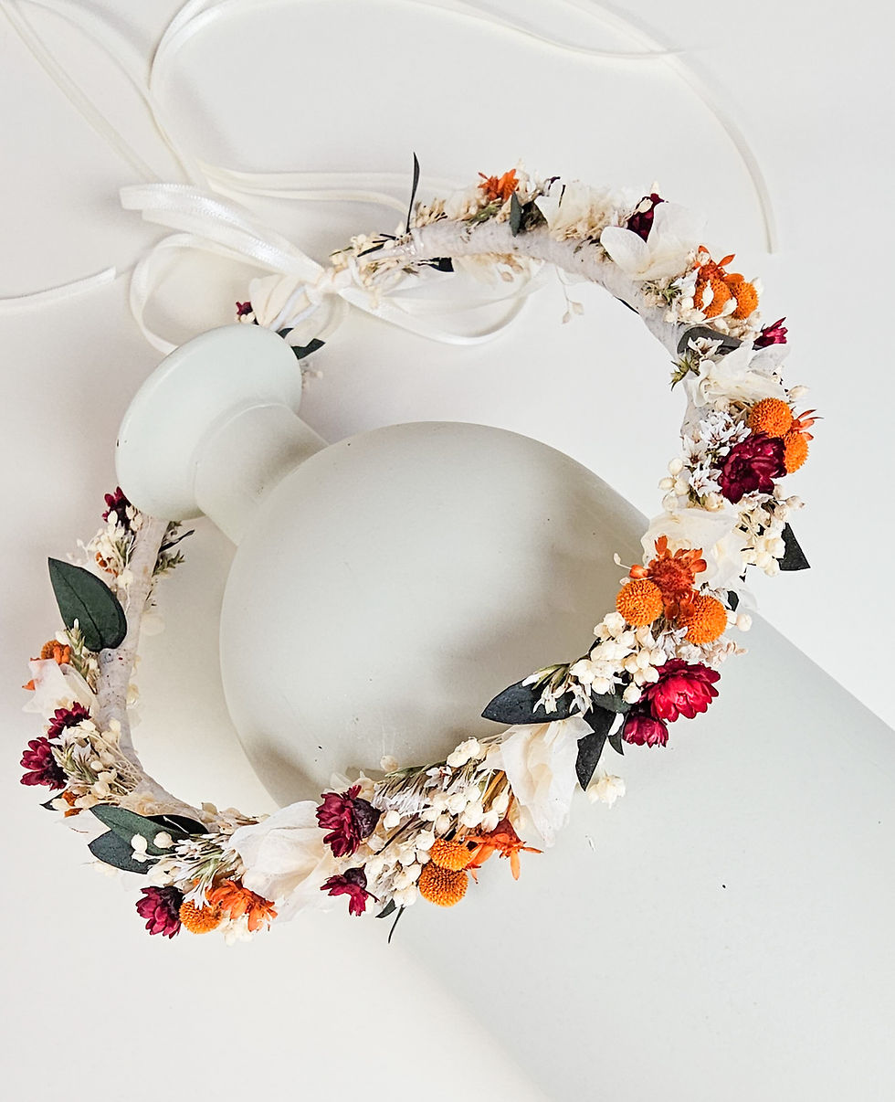 Miniaturbild: Haarkranz Kommunion, Blumenkranz Mädchen, Kopfkranz Hochzeit, Trockenblumenkranz bunt, Blumenschmuck Haar, Brautschmuck