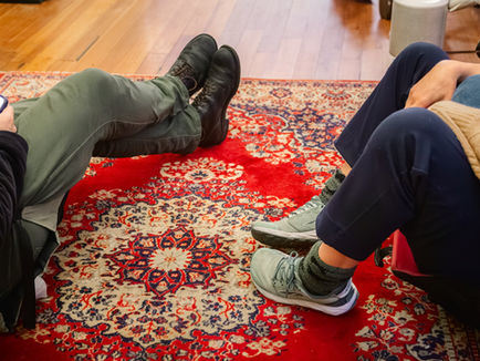 Residents of Fellside hanging out in the living room.