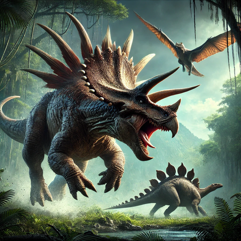 Hybrid image of T-rex & Triceratops