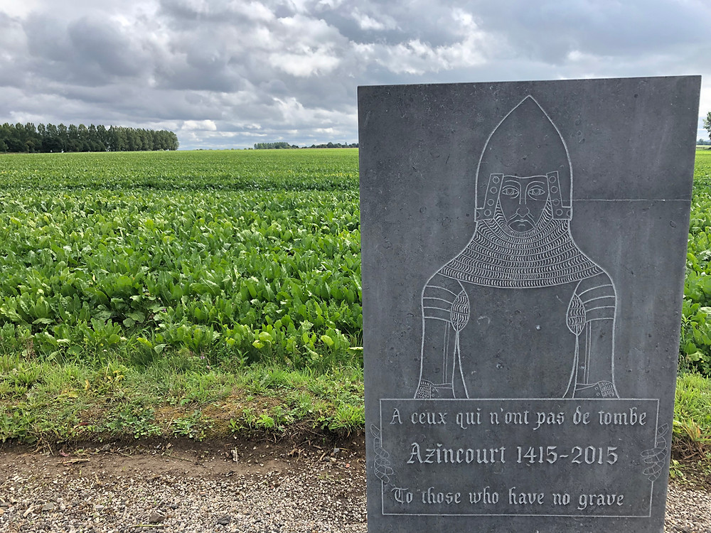 The unknown soldier memorial and the field of the battle of Agincourt. Photo by Ellen Gigliotti for Twotogo.