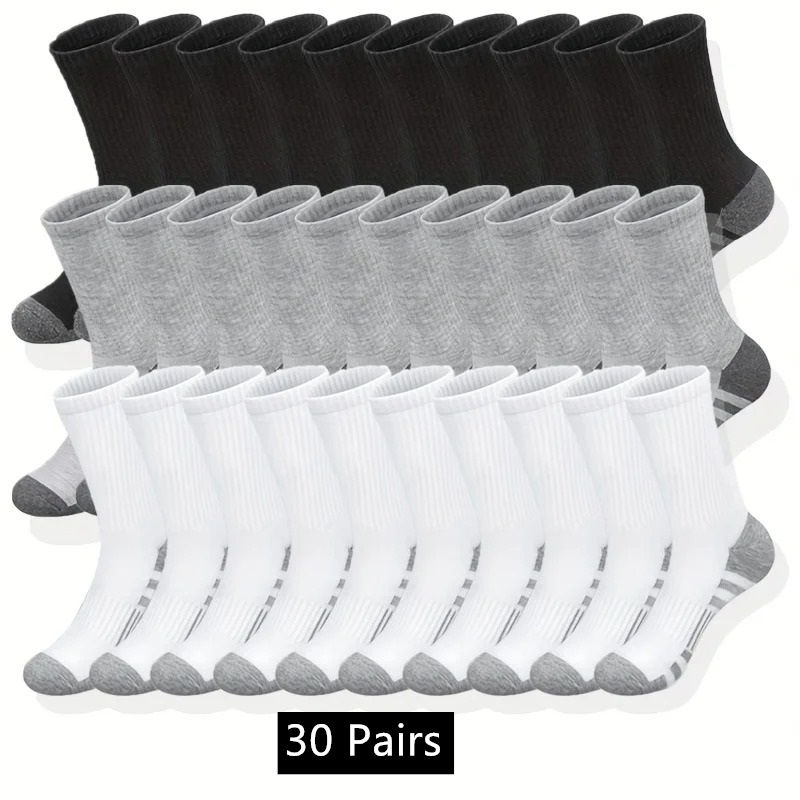 Thumbnail: 10/20/30 Pairs Men's Classic Crew Socks Unisex Sports Socks for Men Running Bask