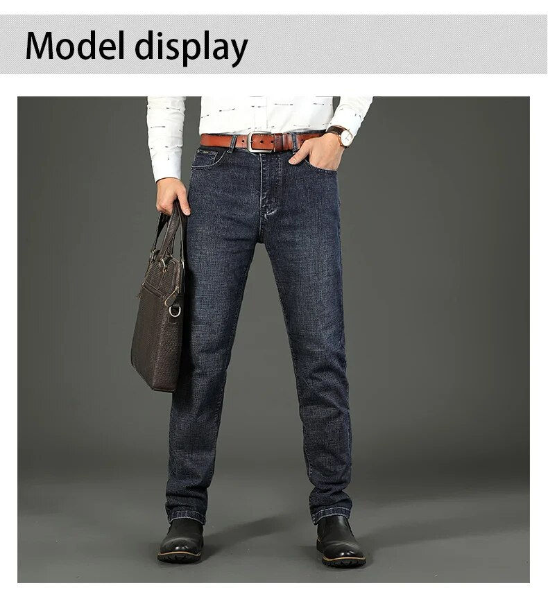 Thumbnail: Wthinlee New Business Men's Jeans Casual Straight Stretch Fashion Classic Blue B
