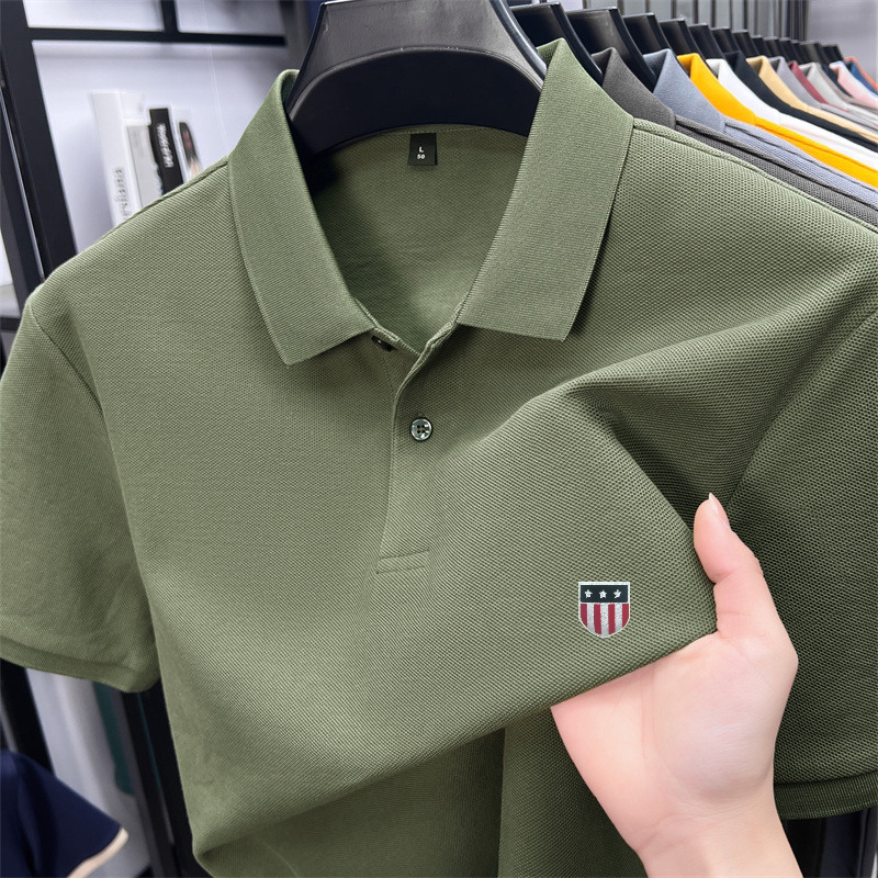 Thumbnail: men's summer luxury brand cotton 100% polo shirt lapel printing short sleeves t-