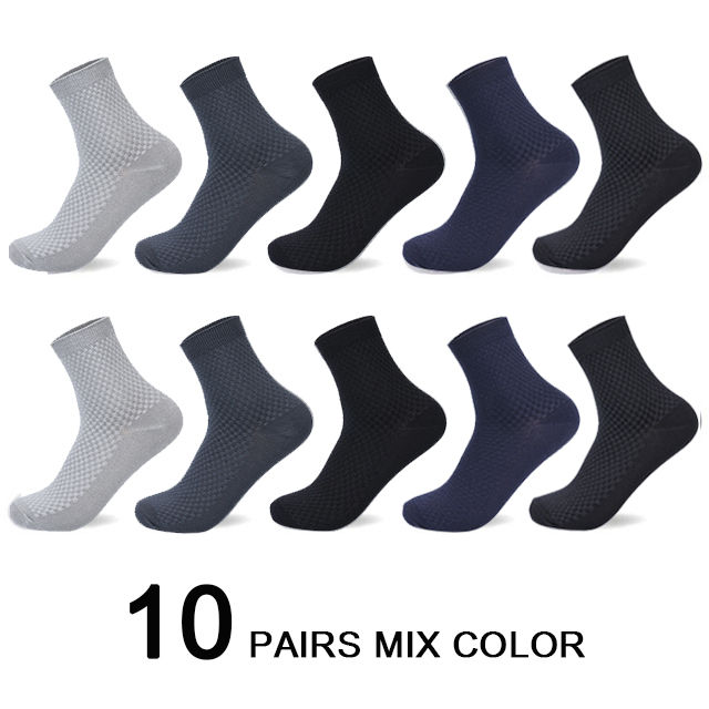 Thumbnail: 10 Pairs/Lot Men's Bamboo Fiber Socks 2025 New Compression Autumn Long Black Bus