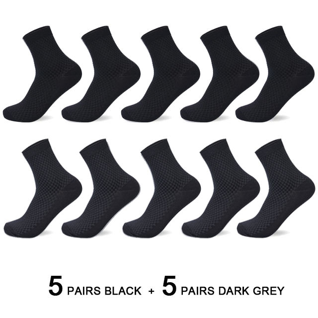 Thumbnail: 10 Pairs/Lot Men's Bamboo Fiber Socks 2025 New Compression Autumn Long Black Bus