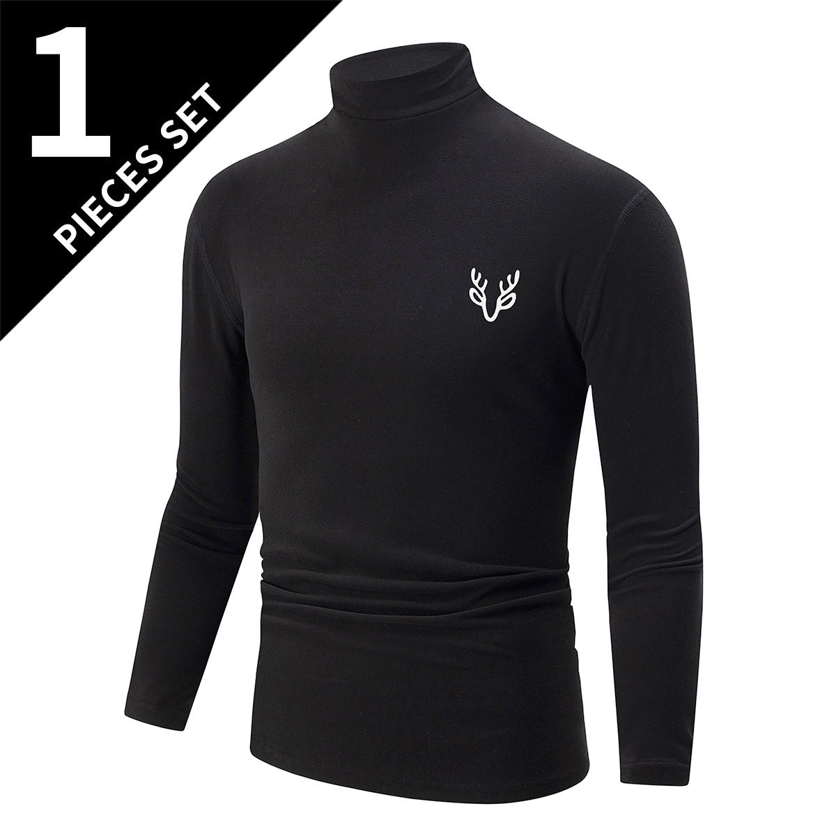 1/3 Pcs Men's White BottoMing Small Turtleneck Shirt In Autumn And Winter Casual