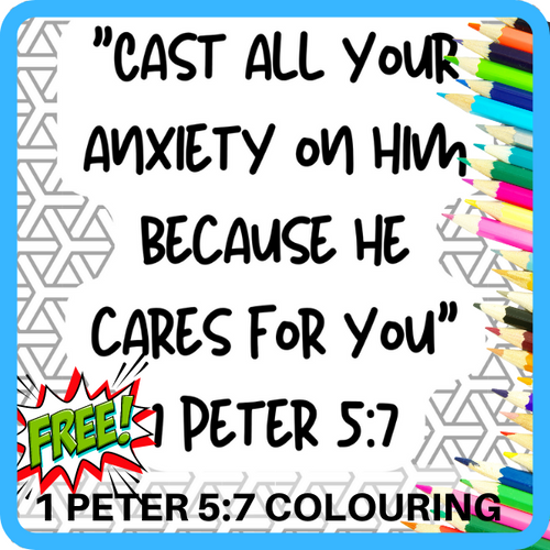 FREE 1 Peter 5 v7 Colouring Printable | Faith Fillers