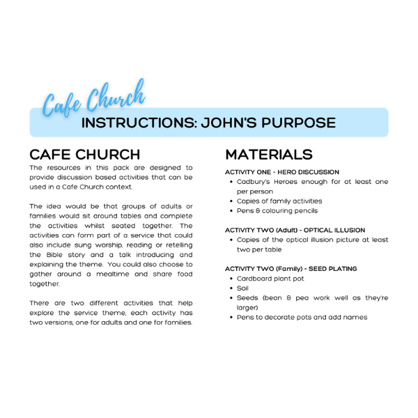 Thumbnail: FREE Cafe Church Resources: John's Purpose