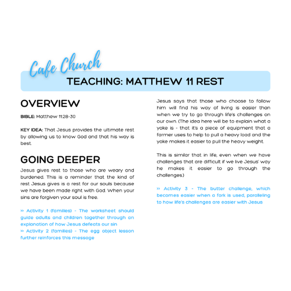 Thumbnail: FREE Cafe Church Resource: Rest