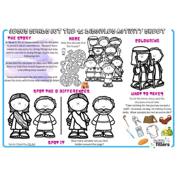 Thumbnail: Jesus Sends Out 12 Disciples Activity Sheet