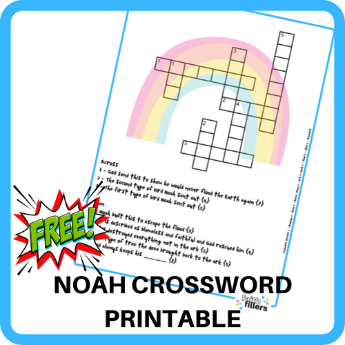 FREE Noah Crossword Printable Faith Fillers