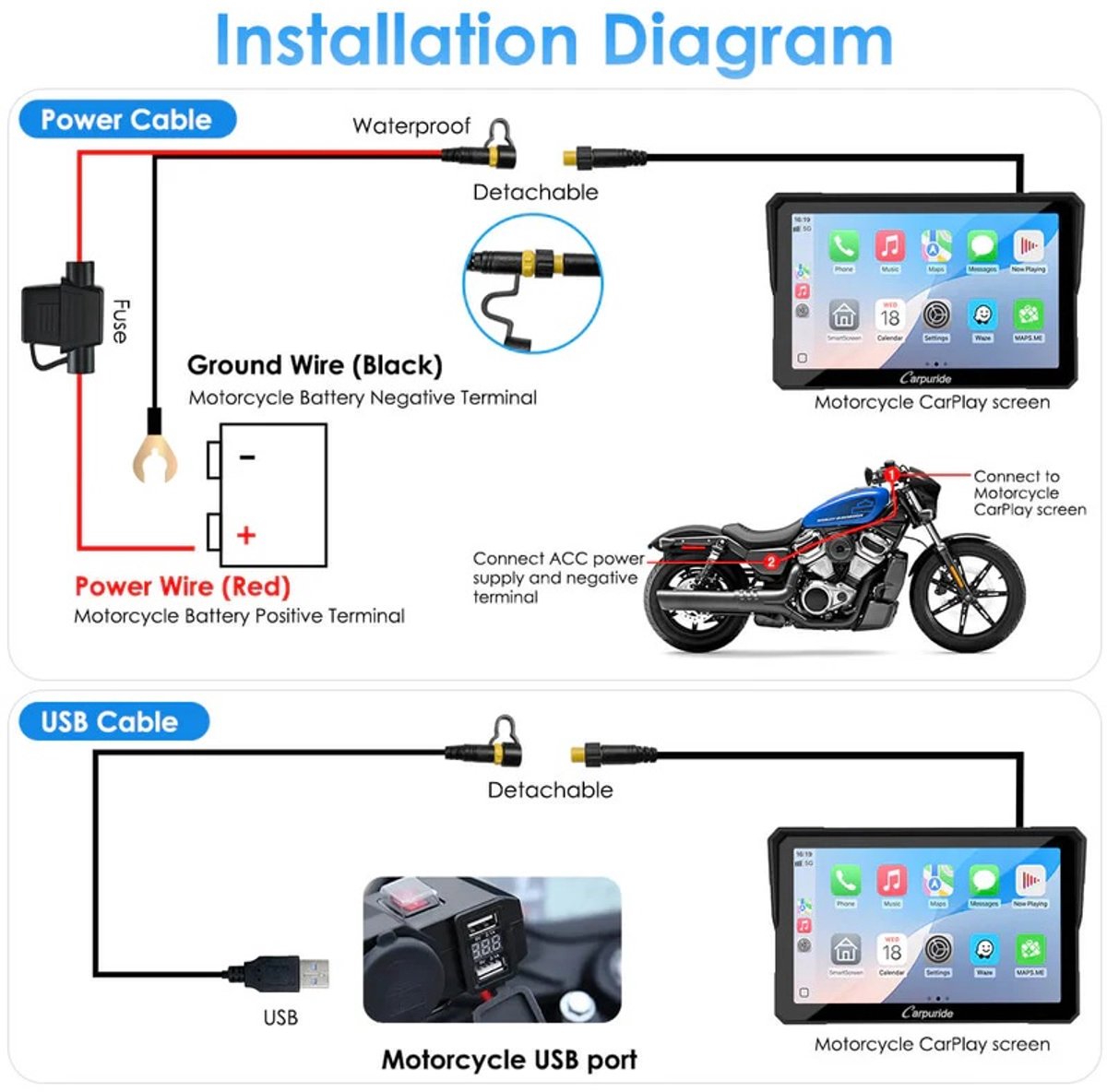 Carpuride - Navigatie Harley & Mount System (Andriod auto & Carp – miniatuur 6