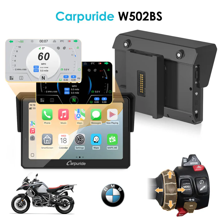 Carpuride 502BS BMW Motorcycle Stereo with Wonder Wheel Control & TPM