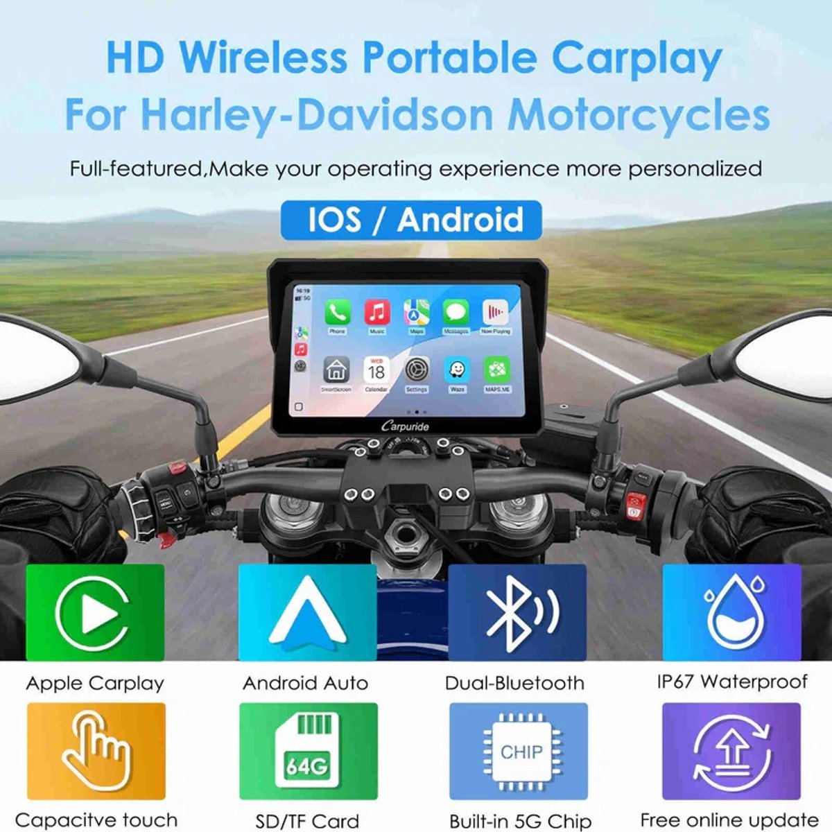 Carpuride - Navigatie Harley & Mount System (Andriod auto & Carp – miniatuur 4