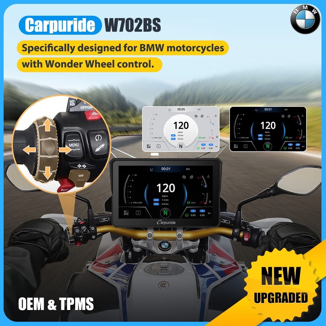 Carpuride W702BS BMW Motorcycle Stereo with Wonder Wheel – miniatuur 4