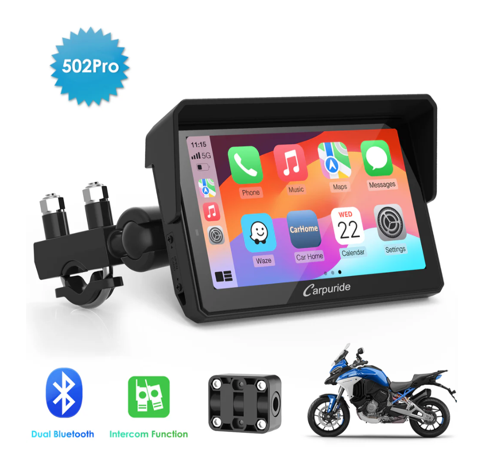 Carpuride W502 Pro, Motorcycle Stereo, with Intercom function
