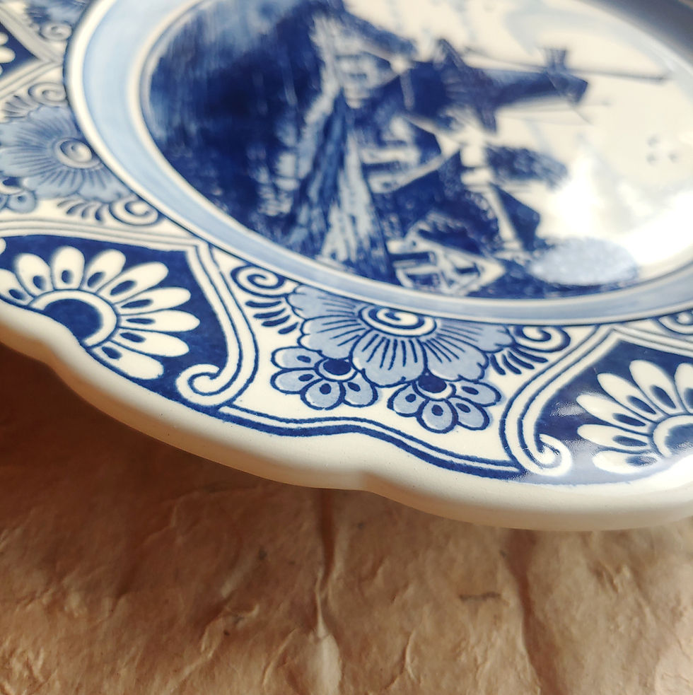 Thumbnail: Vintage Delft Holland Windmill handpainted wall plated