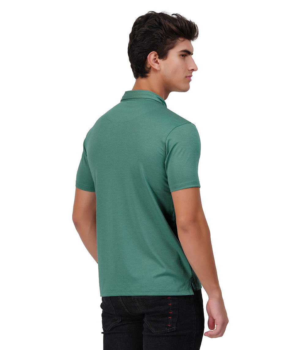 Thumbnail: Men's Collar Tees -Teel Green