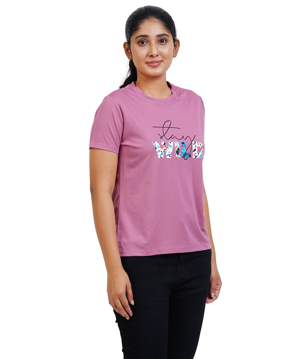 Thumbnail: Women Onion Short Sleeve Tee / Office Tee- Stay wild print