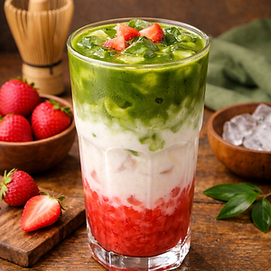 Strawberry Matcha Latte (Iced)
