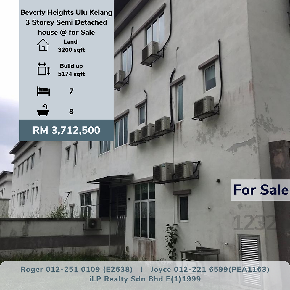 Beverly Heights Ulu Kelang 3 Storey Semi Detached house @ for Sale