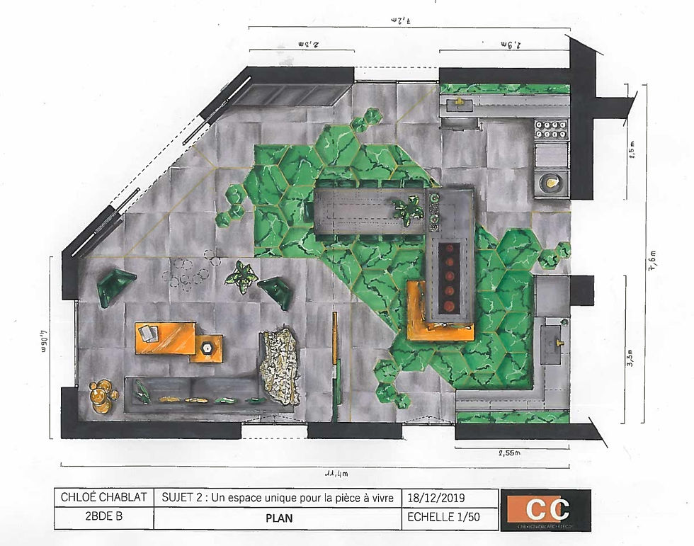 Plan pièce à vivre
