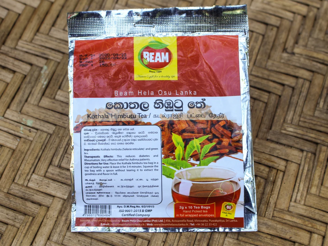 Salacia Reticulata, Kothala himbutu , srilankan Ayurveda Herbal tea bags