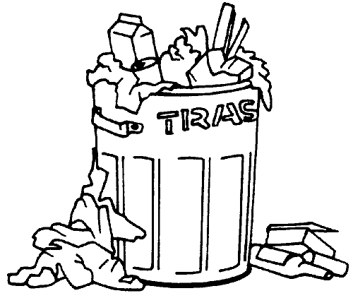 clip art of overflowng trash can
