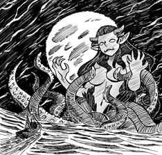 inktober 2021 moon sea monster