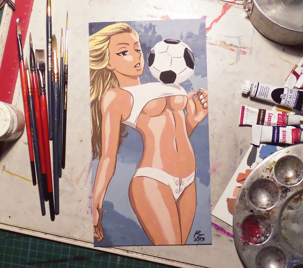 Soccer girl gouache