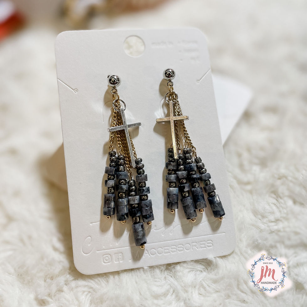 Handmade Earrings (Black Cross)