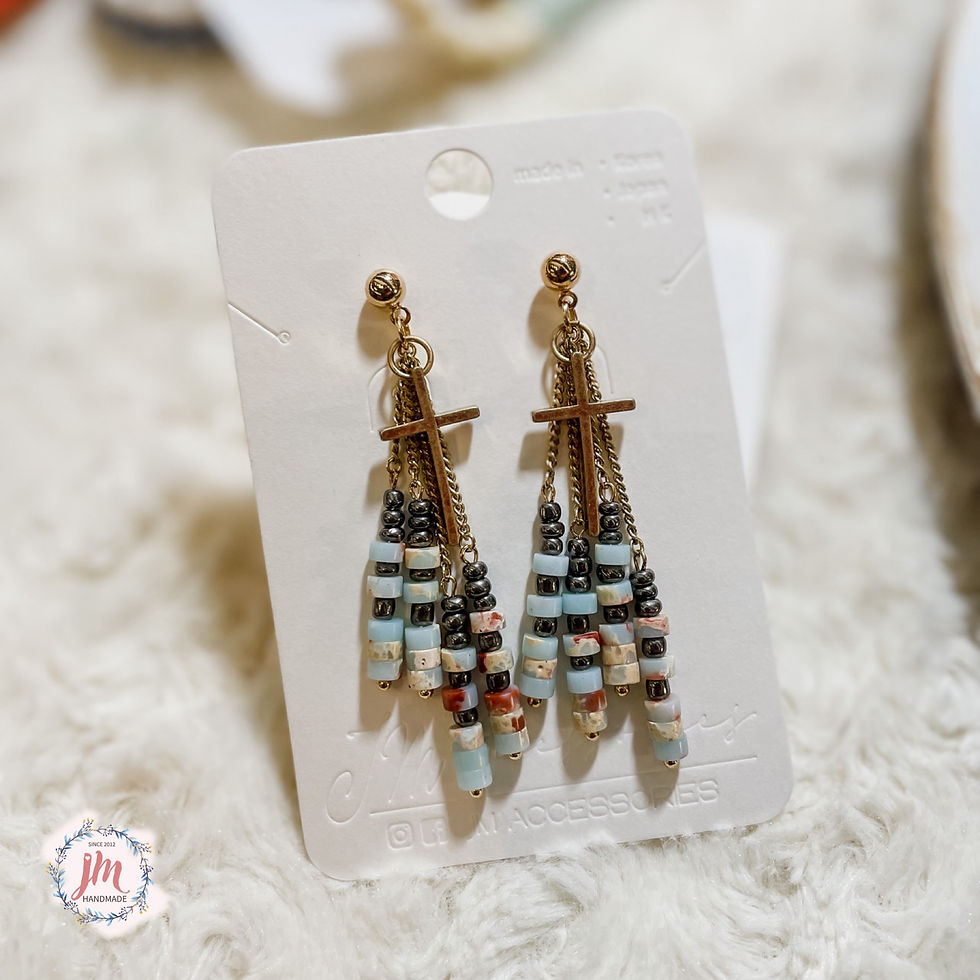 Handmade Earrings (Colourful Cross))