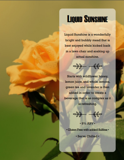Liquid Sunshine Mead Shadow Box Background