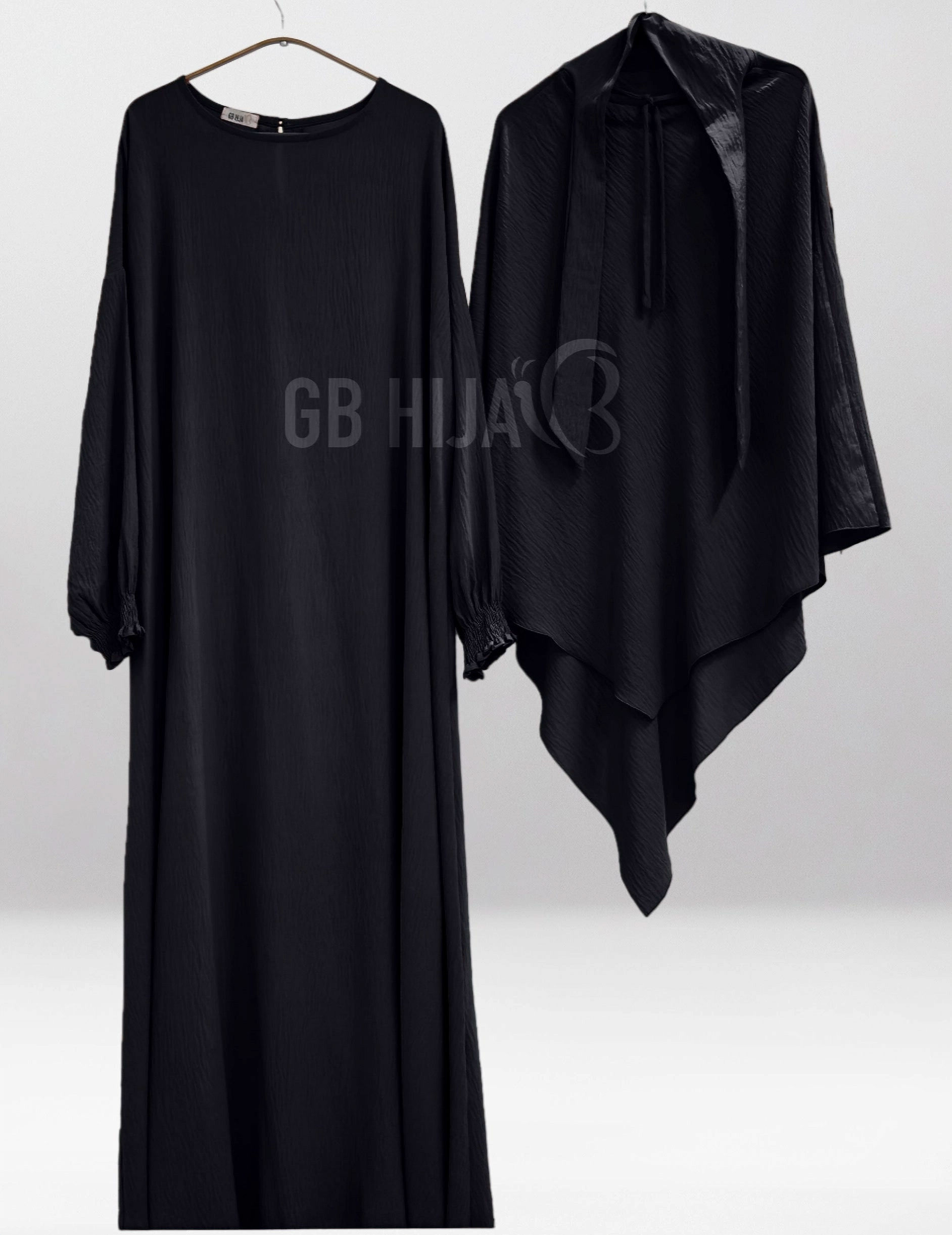 Camelia Abaya & Khimar Set - Black