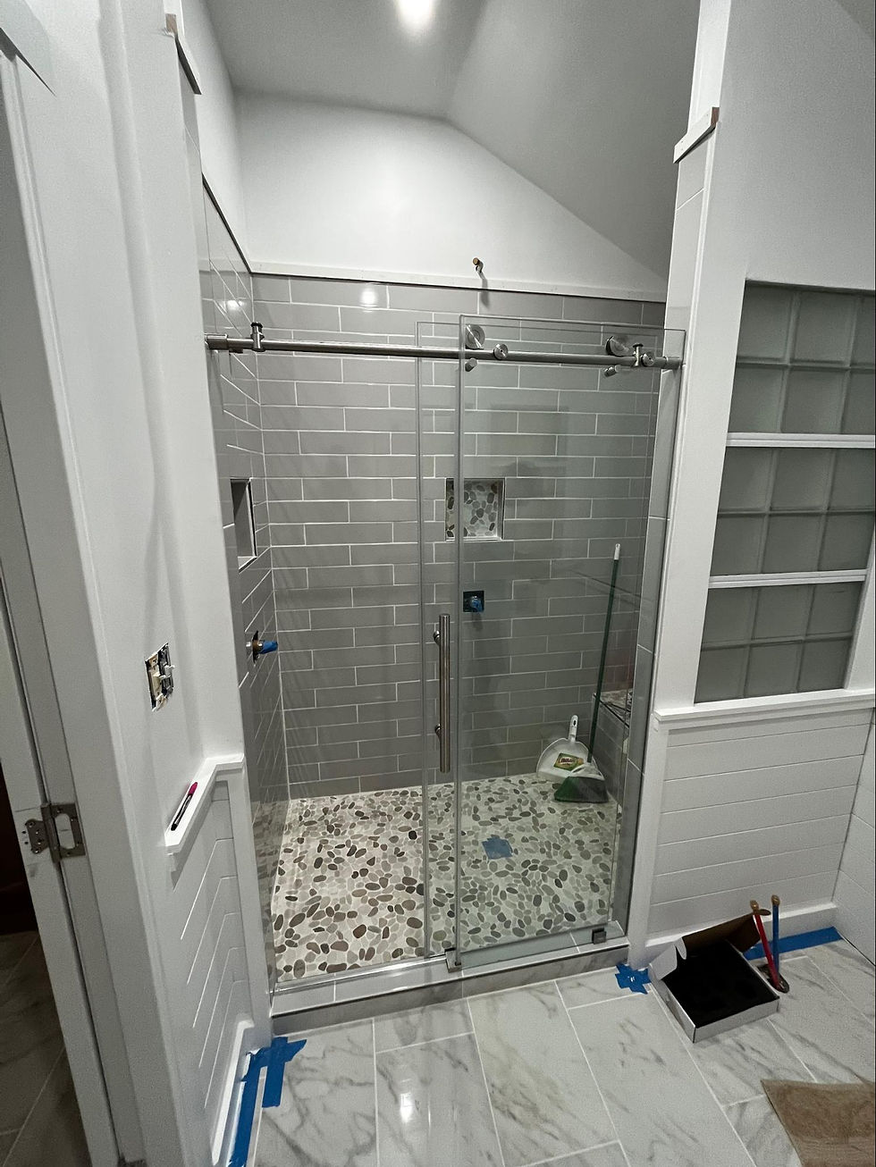 Bathroom remodel with new shower and flooring