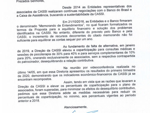 Contec solicita a Cassi diminuição do percentual de coparticipação
