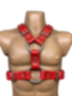 Heavy leather chest belt harness for men Fsman red color