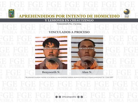 Aprehendidos por intento de homicidio y lesiones en Chiautzingo