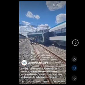 Descarrila vagón del Tren Maya en Yucatán; pasajeros resultan ilesos