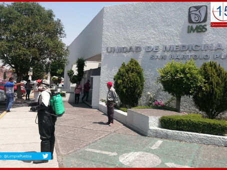 Incrementan limpieza en unidades médicas y zonas prioritarias de Puebla