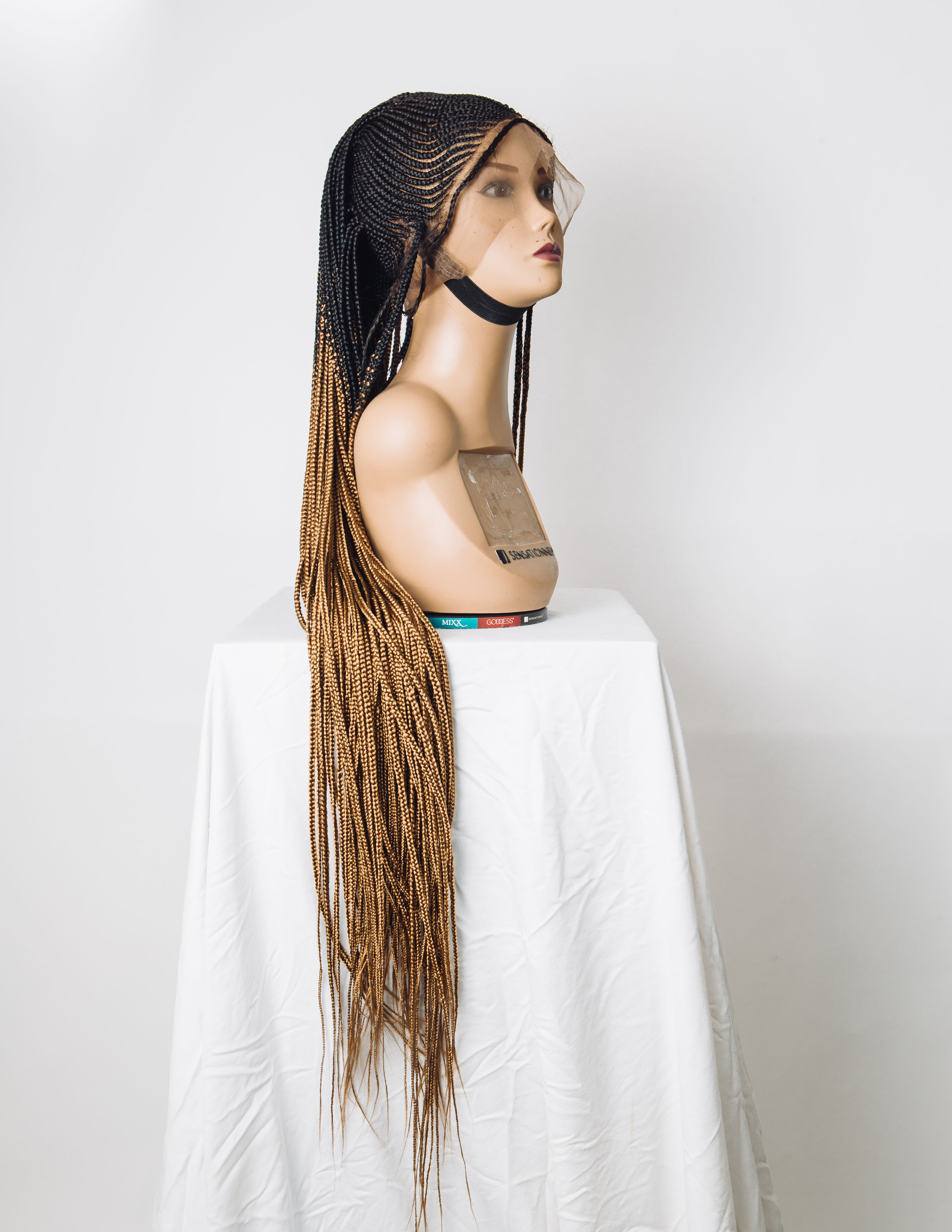 Braided ombre ponytail wig