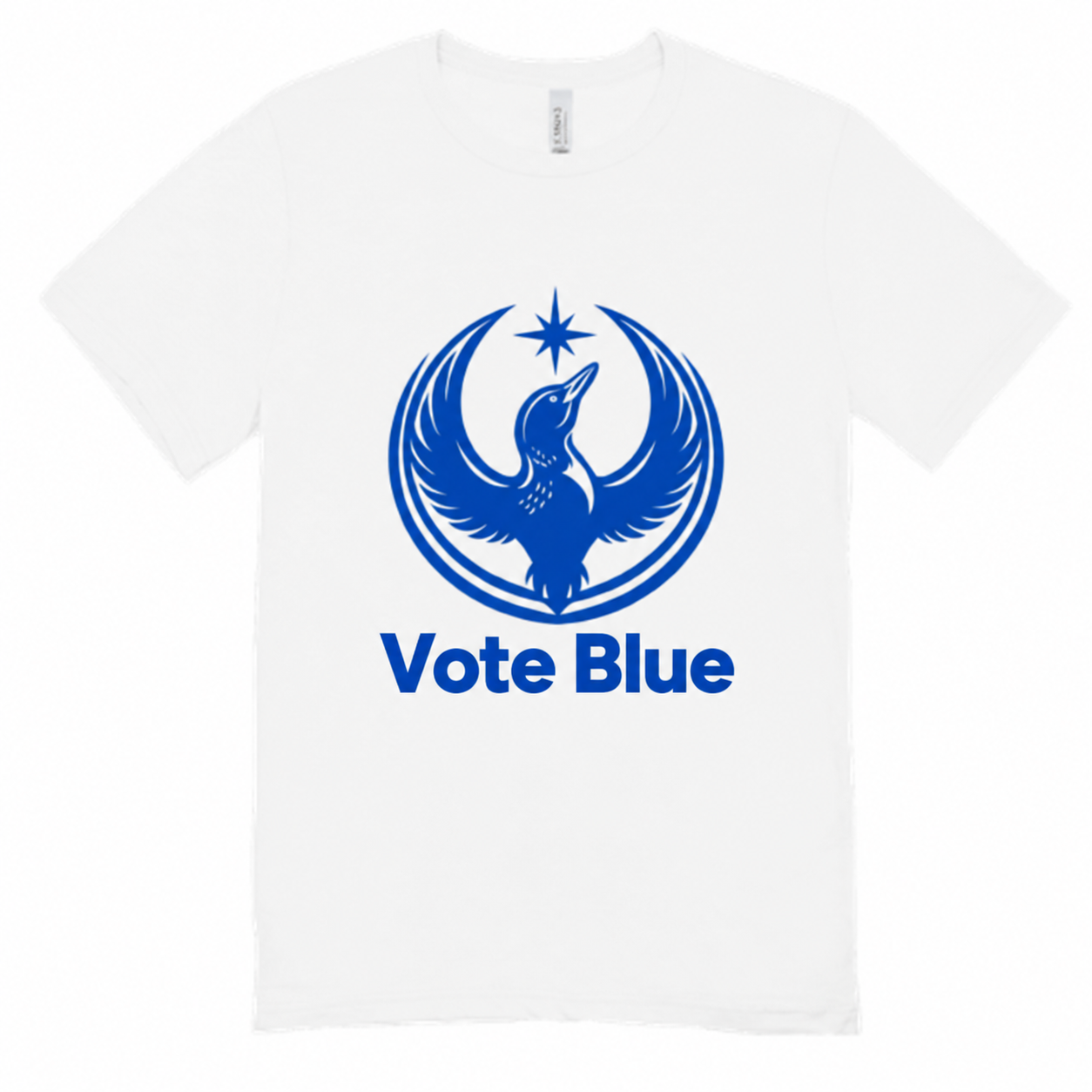Vote Blue Rebel Loon Unisex Crew-Neck T-Shirt in white