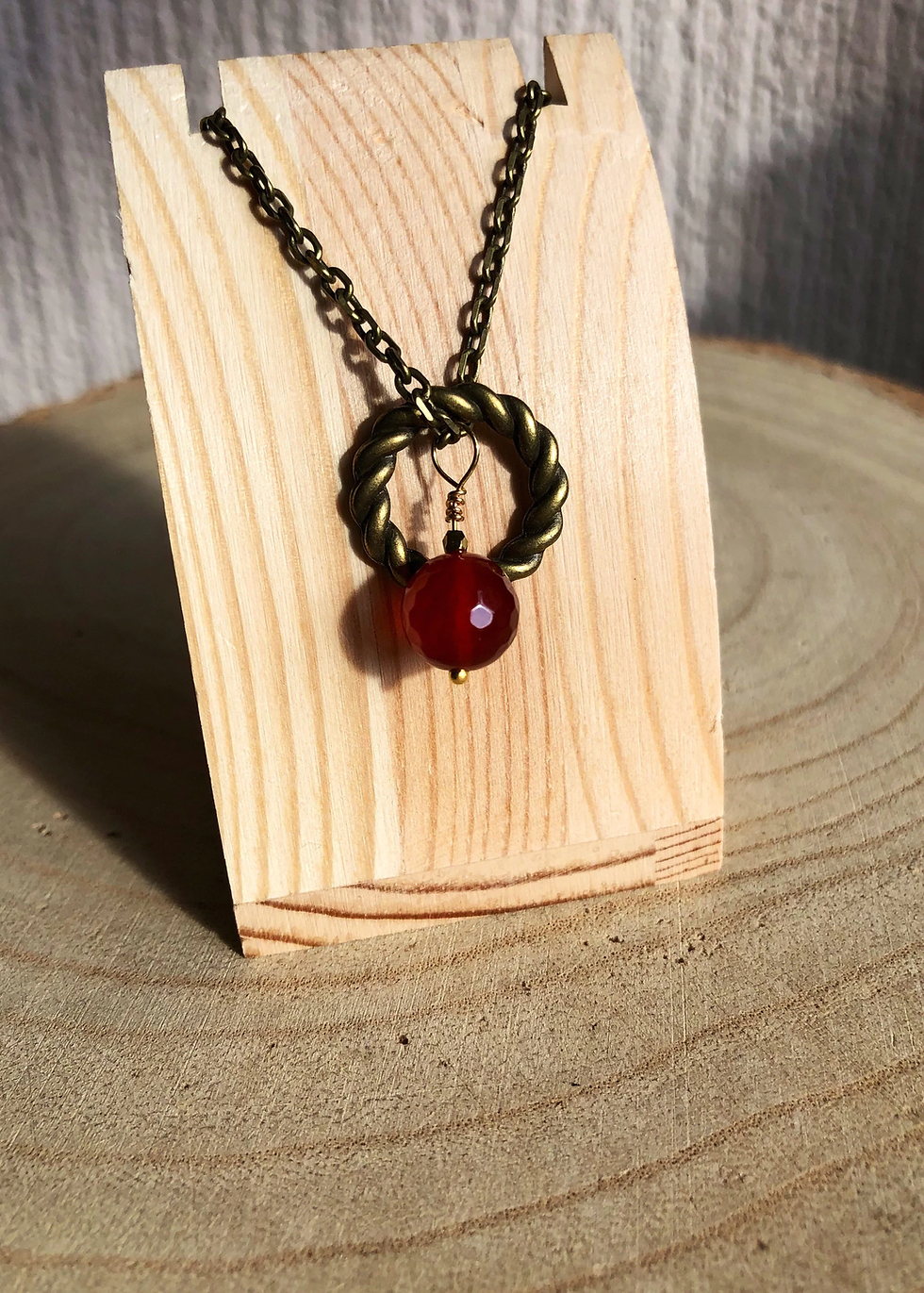 Carnelian Necklace in Antique Bronze, Ancient Style Carnelian Necklace